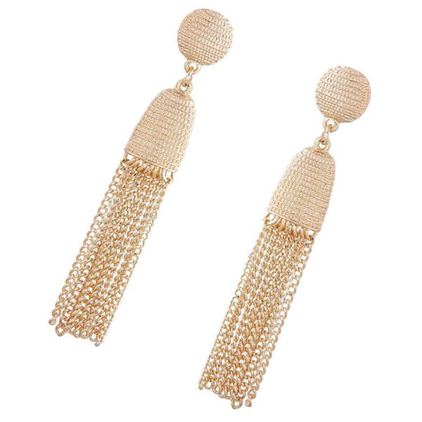 

fashion golden long drop stud earrings chain metal tassel earrings for girls, Silver