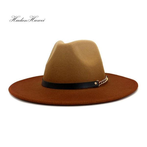 

new jazz spray painted woolen felt fedora hat for women men wide brim party gift elegant hat and caps, Blue;gray