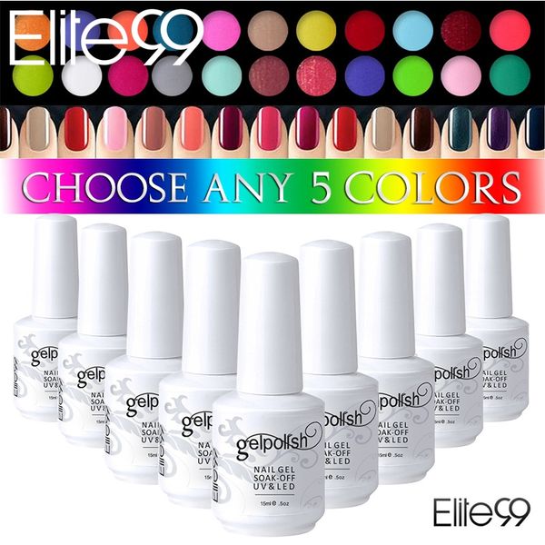 

nail gel elite99 polish any 5 bottles glitter curing base coat foundation acrylic kit uv 15ml, Red;pink