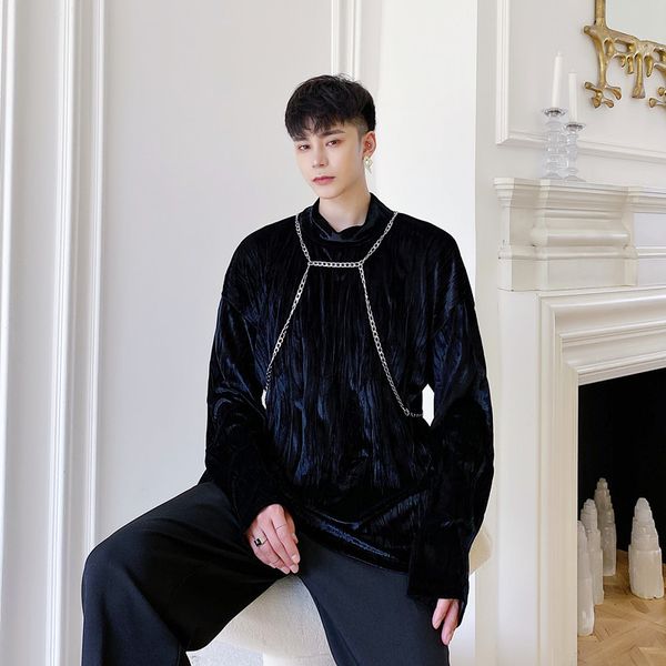 

2020 men removable chain long sleeved sleeves shirt seat t-shirt masculine women streetwear t vintage shape lwi4, White;black