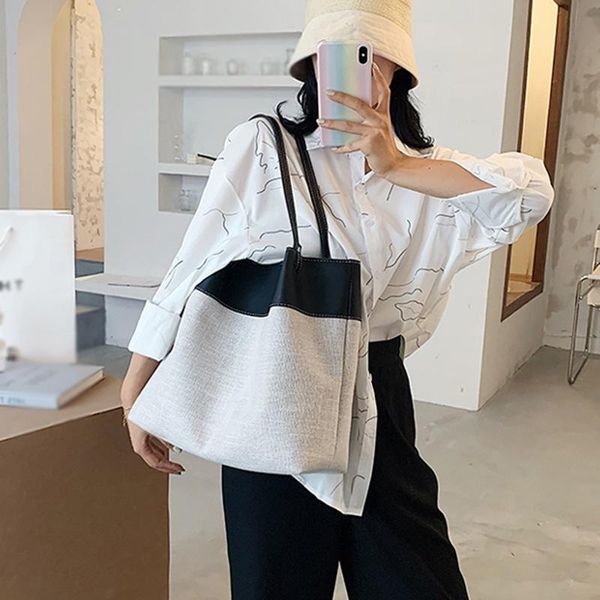 

large capacity tote bag 2021 new style female stitching design handbag single shoulder big bag w