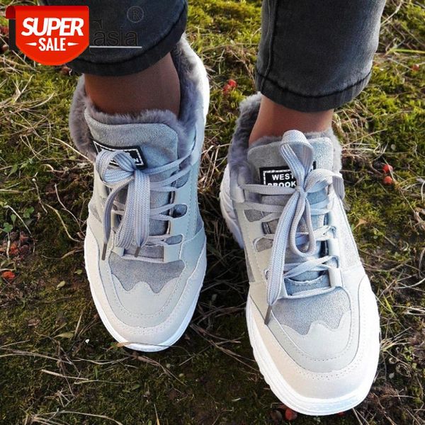 

doratasia new fashion female shallow sneakers winter warm fur casual sneakers women thick sole shoelace plush shoes woman #w95i