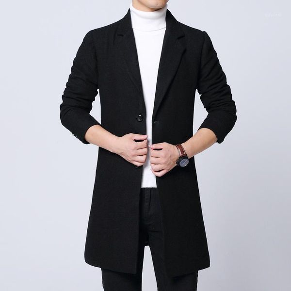 

isurvivor2020 men's jacket black woolen men's autumn and winter jacket fashion korean coat warm solid color1