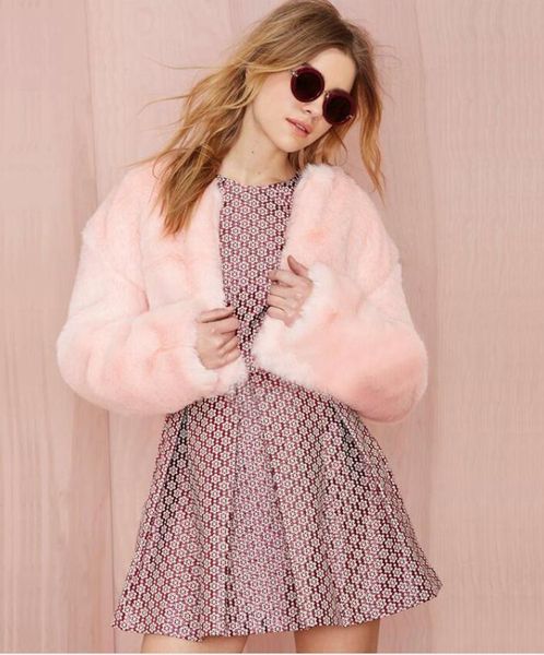 

european and american early spring new european and american luxury atmosphere pink sweet princess faux fur ladies jacket, Black