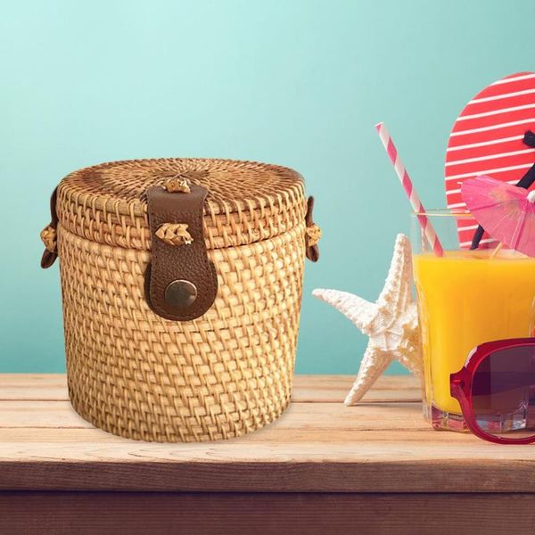 

bohemia маленькие сумки на ремне rattan женщины cylinder кожа пряжка crossbody сумки женские ручной работы соломы тканые сумки
