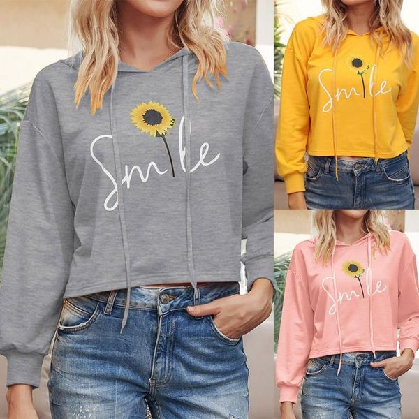 

cute print hoodie fashin long sleeve sunflower printing womens sweatshirt blouse teen street hip hop hoodie casual harajuku, Black