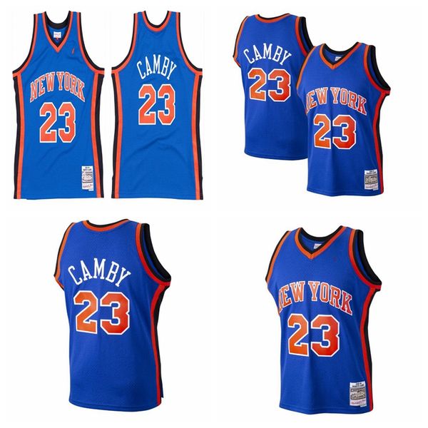 

marcus camby men new york knicks mitchell & ness 1998-99 hardwoods classics swingman player jersey - blue 01, Black;red