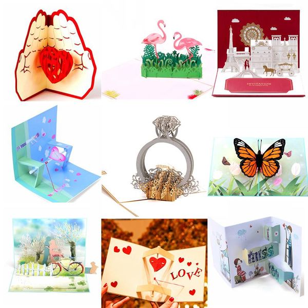 

greeting cards wedding invitations laser cut mariage card 3d up happy birthday invitation thank you gift with envelopes