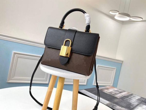 

2020 new genuine leather locky bb presbyopia leather lock postman bag portable female bag handbag shoulder bags m44141, Black;red