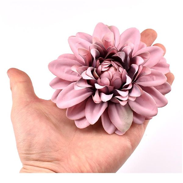 

6pcs superior quality 10cm artificial dahlia silk flower white rose heads for wedding decoration diy wreath craft fake sqcwtq