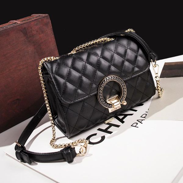 

luxury summer ladies handbag black shape chain shoulder bag pu leather women messenger crossbody small bag diamond lattice
