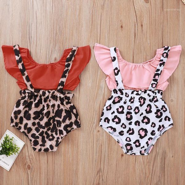 

newborn kids summer baby girl clothes sleeveless solid leopord print shorts outfits set children girls clothes1, White