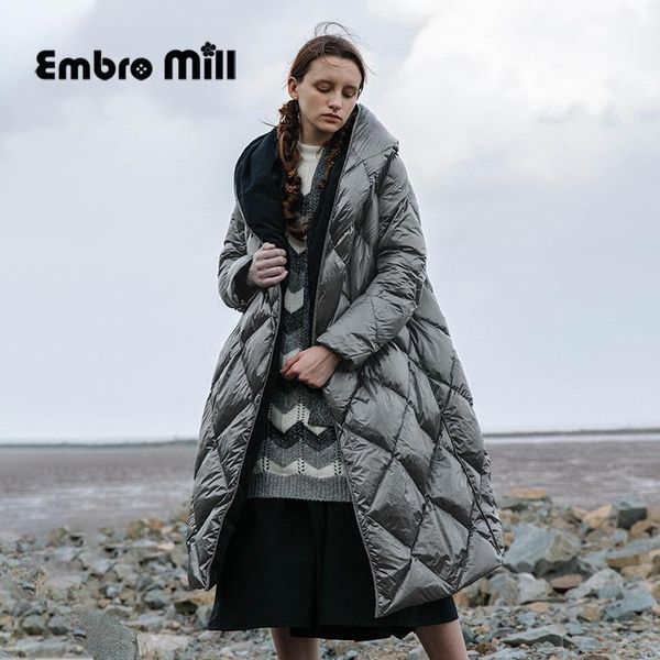 

original designer women's winter new double-sided wear windproof down coat single-breasted thickened down jacket s-l1, Black