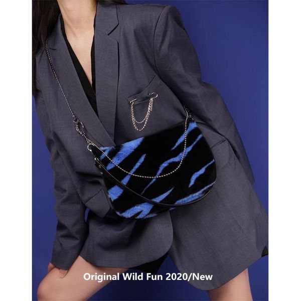 

shoulder bags original cow zebra plush y2k millennium chain