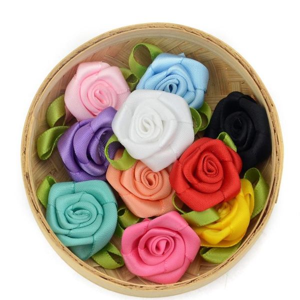 

10pcs 3cm satin ribbon rose flowers heads handmade diy craft scrapbooking for wedding decoration artificial silk bbyodw