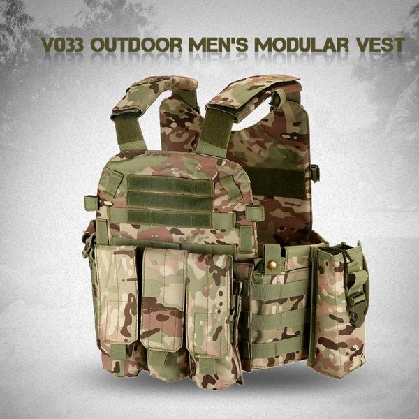 

outdoor men modular vest hunting gear load carrier 600d oxford cloth hydration pocket cs vest combat accessories, Camo;black