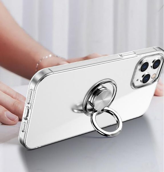 

iphone12 transparent case apple 11 ring stand tpu soft shell xs full anti-fall protective case