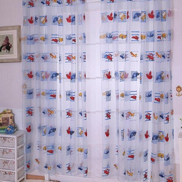 

curtain & drapes children 1m x 2m lovely car printed drape panel sheer scarf valance voile door room window curtains ab1