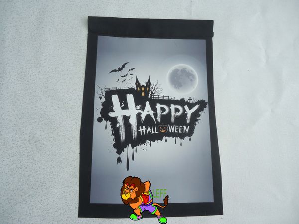 

happy halloween flag, double side heat transfer 30*40 inch, 280g/m2 fabric, double sided printed garden fla