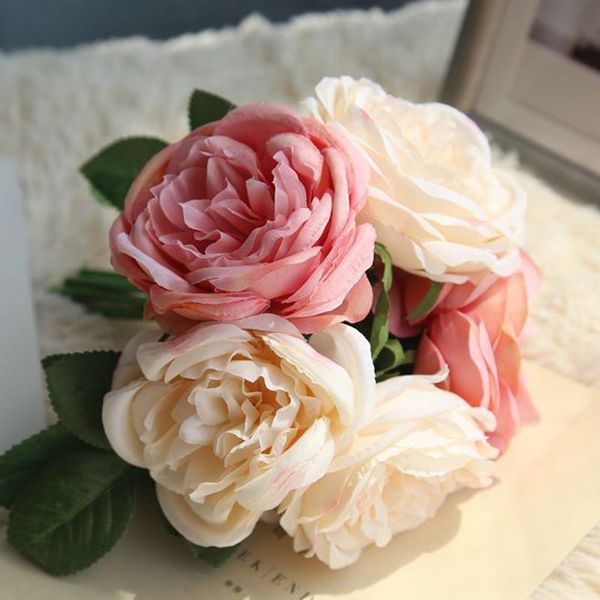 

decorative flowers & wreaths 5 head/bouquet artificial silk rose home decor fake peony flower peonies for wedding diy decoration