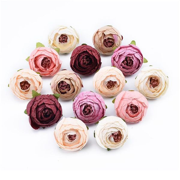 

10pcs decorative flowers wall wedding bridal accessories clearance diy gifts box artificial flowers scrapbooking silk t wmtunh