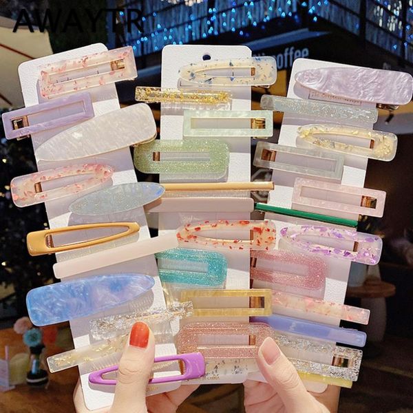 

hair accessories awaytr acrylic clips 3pcs/set for women hairpins barrettes pearl girls hairgrips fashion jewelry headwear