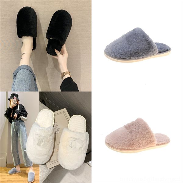 

h0ktg soft short slippers men's slippers plus size indoor leather plush winter fashion new home floor slipper cute plush ball indo, Black