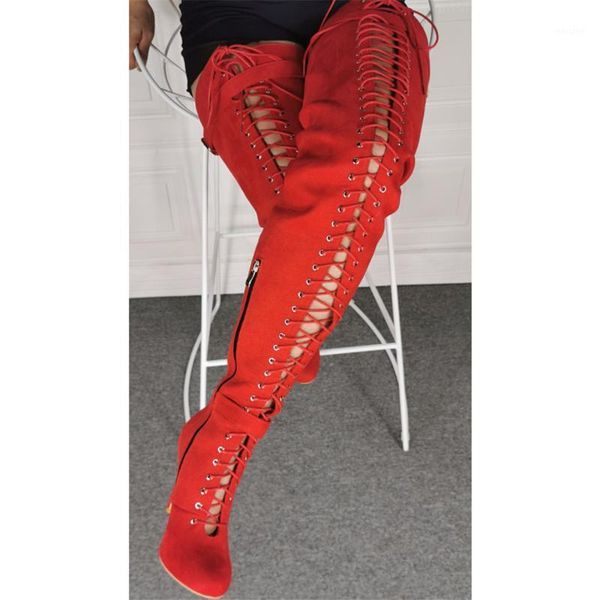 

boots women's lace-up knee high big size lady fashion classic long side zip gladiator heel winter boot1, Black
