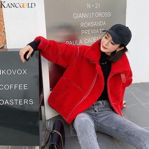 

kancoold women's fashion warm short coat collar jacket slim solid color stitching high collar loose zip pocket new arrival1, Tan;black