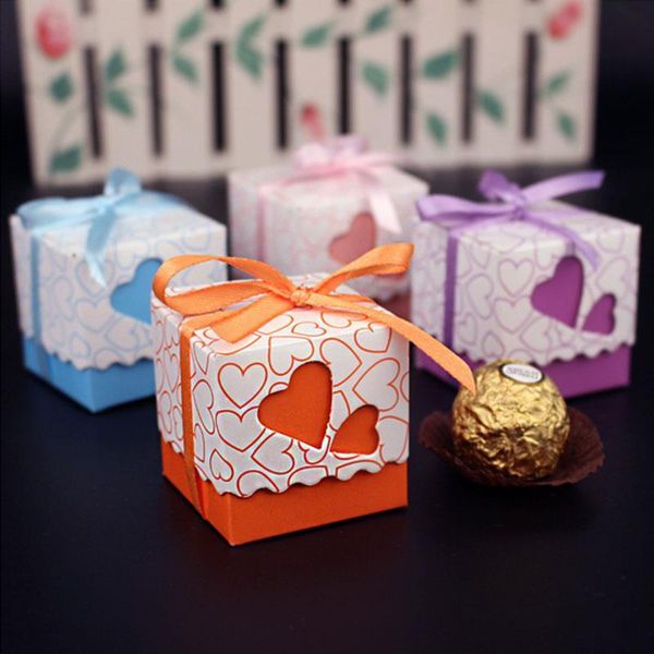 

50pcs love candy box popular red ribbon sugar bag supplies party decorations gift box favour wedding heart birthday packing