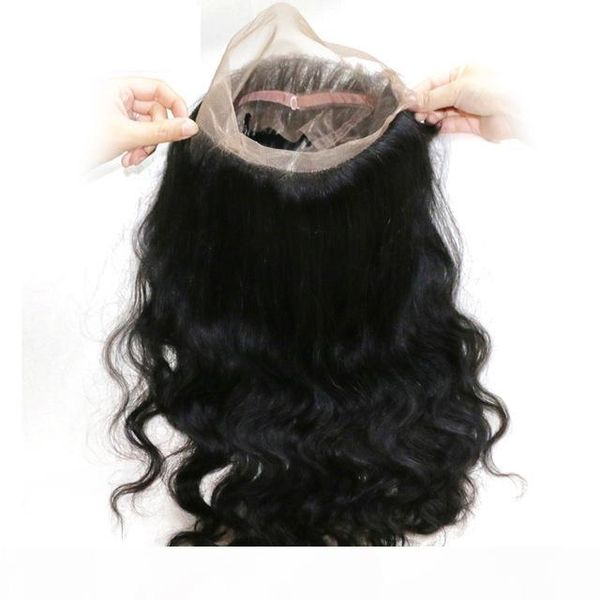 

360 body wave lace frontals closures human hair lace frontals with baby hair natural hairline adjustable strap no shedding no tangle, Black;brown