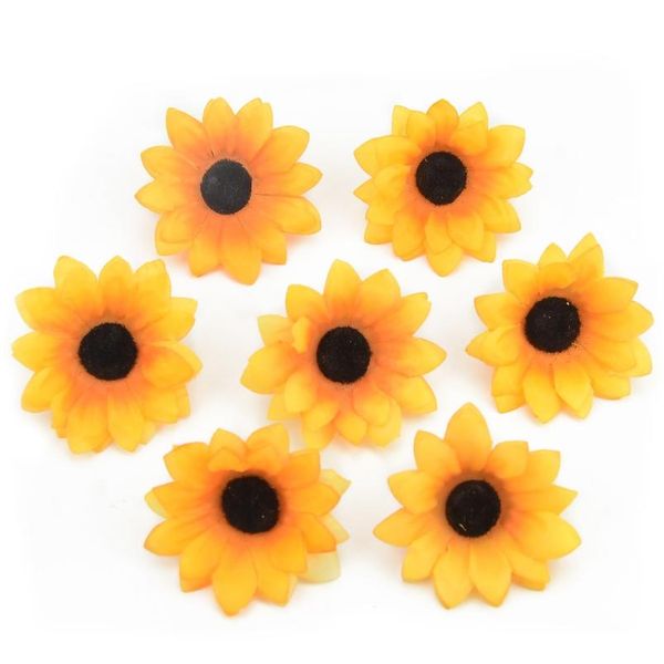 

10pcs 7cm wholesale lagre silk sunflower artificial flower head for weddingdecoration scrapbooking accessories fake bbyeki