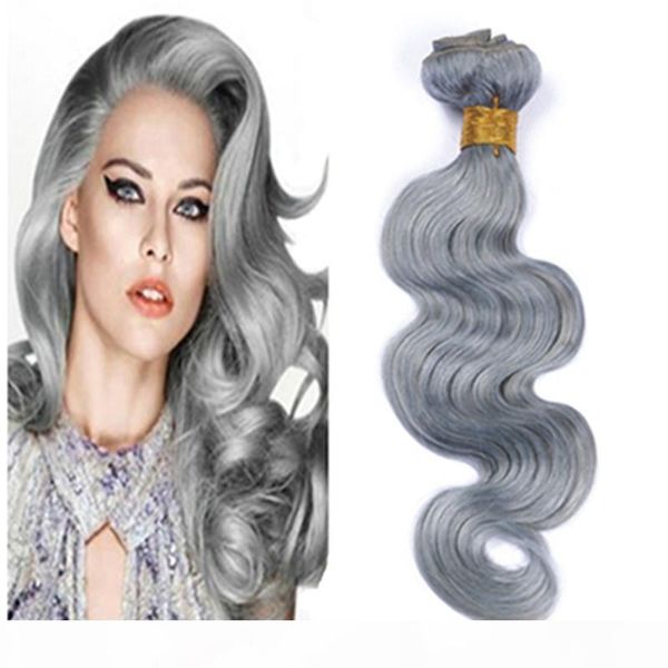 

silver grey brazilian hair 3pcs lot grey gray hair extensions brazilian body wave human hair bundles 8-30 inch wholesale price, Black;brown