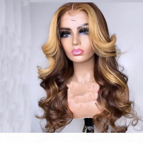 

honey brown color wave 13*1 hairline 6*1 lace front hair wigs with baby hair preplucked brazilian wave remy hair, Black;brown