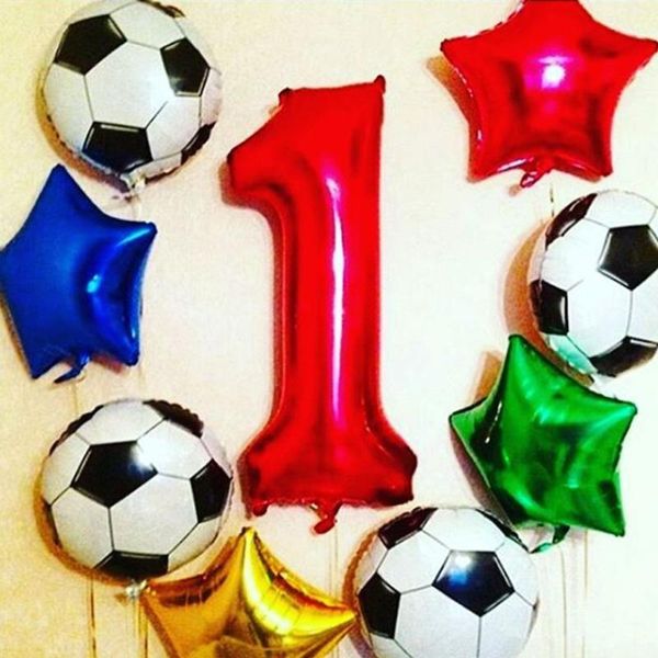 

18inch foil balloons football white blue red inflatable helium ballons wedding birthday party decoration kids globos toy balls qyljaz