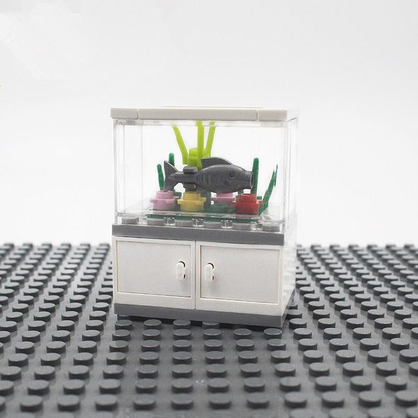 

single moc accessories fish tank case box fish grass building blocks small bricks model kits set diy toys for kids qyljgc mywjqq