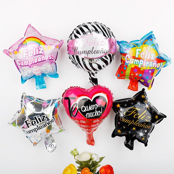 

10inch spanish happy birthday love foil balloons 100pcs feliz cumpleanos te quiero air baloes event party decorations wholesale 1027