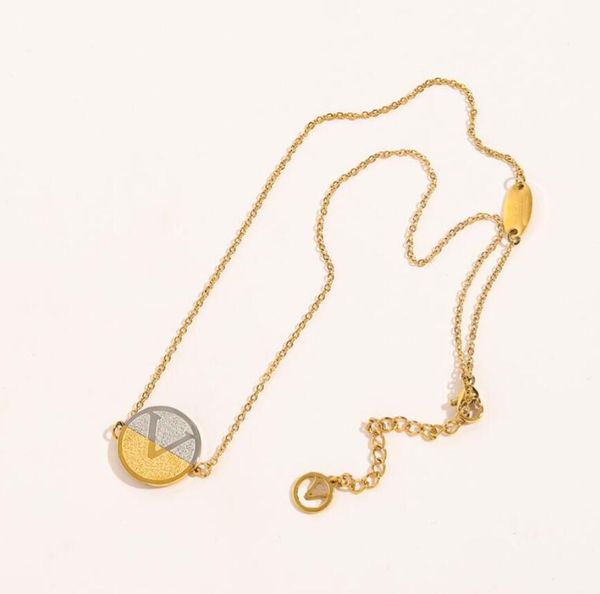 

brand designer double letter steels seal pendant necklaces classic mens womens stainless steel necklace geometric round luxury jewelry acces, Silver