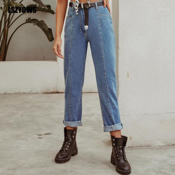 

2020 autumn casual jeans women fashion high waist denim pants female streetwear vintage blue loose straight jeans women trousers1