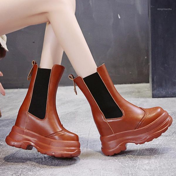 

boots lady shoes boots-women luxury designer round toe platform winter footwear booties woman 2021 high heels1, Black