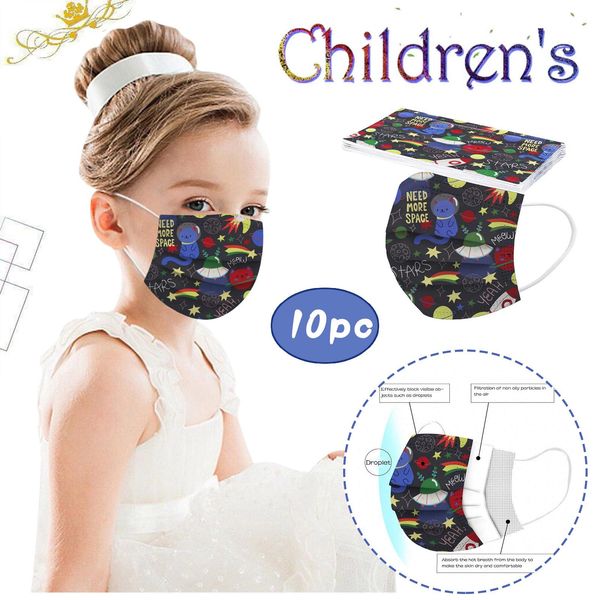 

10/20/30pcs kids child mouth cap christmas headband bandana mouth caps disposable mondkapje print mondmasker kerst mascarillas bbyqhi, Black