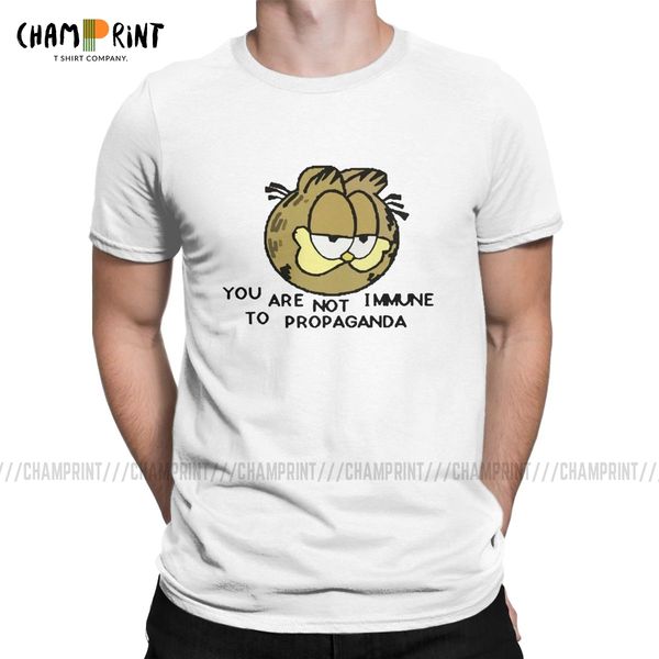 

sport you are not immune to propaganda men's t shirt garfield lovely cat vintage tees round collar t-shirts 100% cotton summer