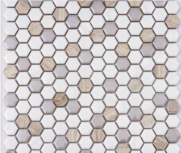 

2021 ceramic mosaic swimming pool hexagonal ceramic mosaic background porch bathroom background mosaic decorative painting gm016