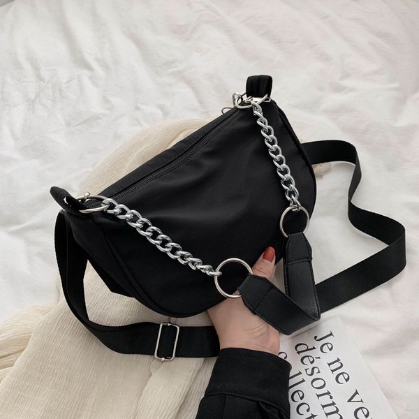 

fashionable chain hand hand handbag2020 summer new nylon one shoulder women's bag leisure straddle bag women's fresh urban style j