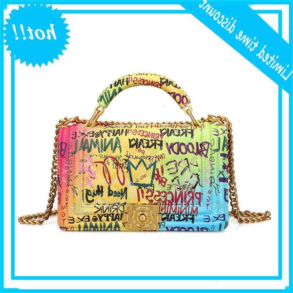

new ladies handbags fashion handbag diamond chain color graffiti bag