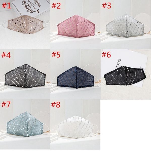 

thin washable mask reusable cotton breathable sequin anti-dust face masks fashion women 8style hha1456