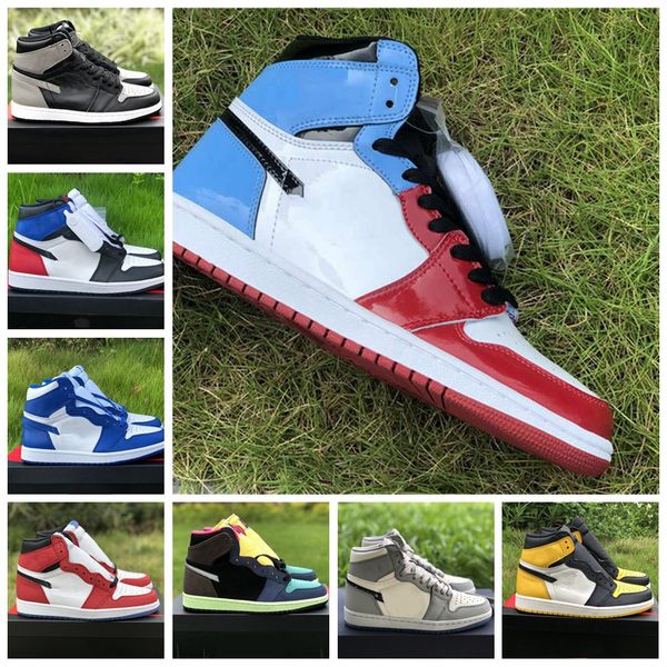 

2020 new 1 high og basketball shoes 1s mid chicago royal toe in jordan retro green black unc patent sneakers trainers size 36-46