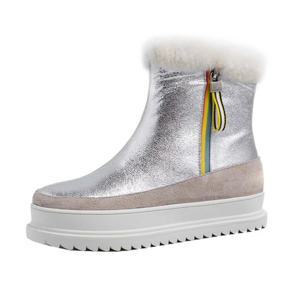 

new fashion women's ankle boots 2021 winter platform chunky heels black silver warm snow boots basic shoes woman big size 34-43
