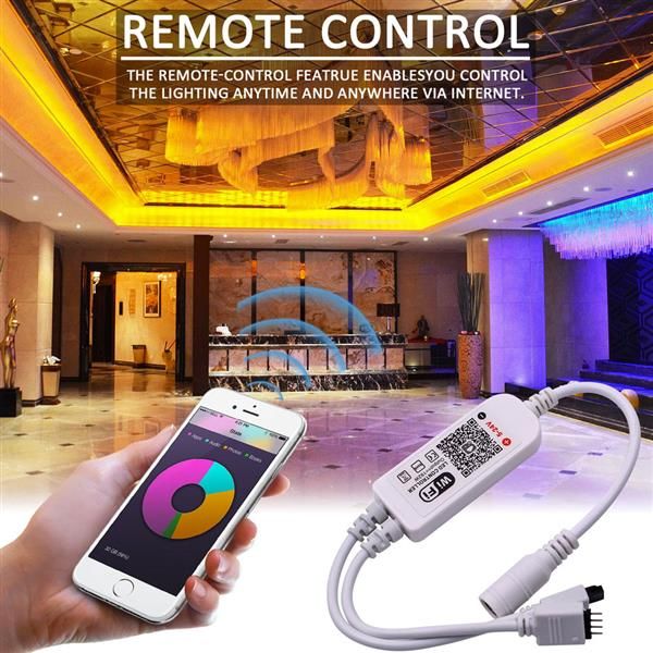 5M RGB 5050 Su geçirmez Şerit LED ışık SMD 44 Anahtar Uzaktan Wifi Kablosuz Işık