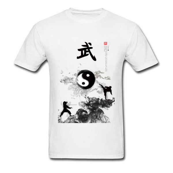 

yin yang kung fu chinese traditional water ink painting men white t shirt short sleeve t shirt unique design sport hooded sweatshirt hoodie